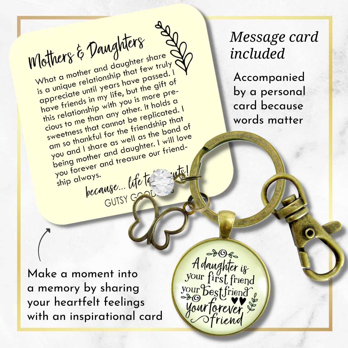Daughter First Best Forever Friend Keychain - Matching Mom & Daughter Jewelry Gift for Birthdays, Anniversaries & Special Occasions