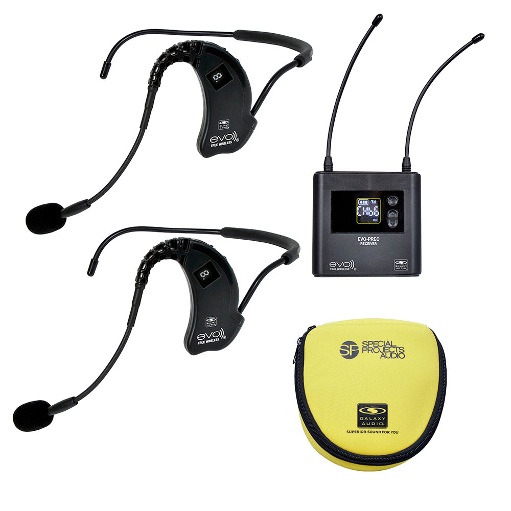Galaxy Audio EVO E Wireless Microphone System with 2 Headset Mics - Professional Hands-Free Mic for Live Performances, Public Speaking & Karaoke