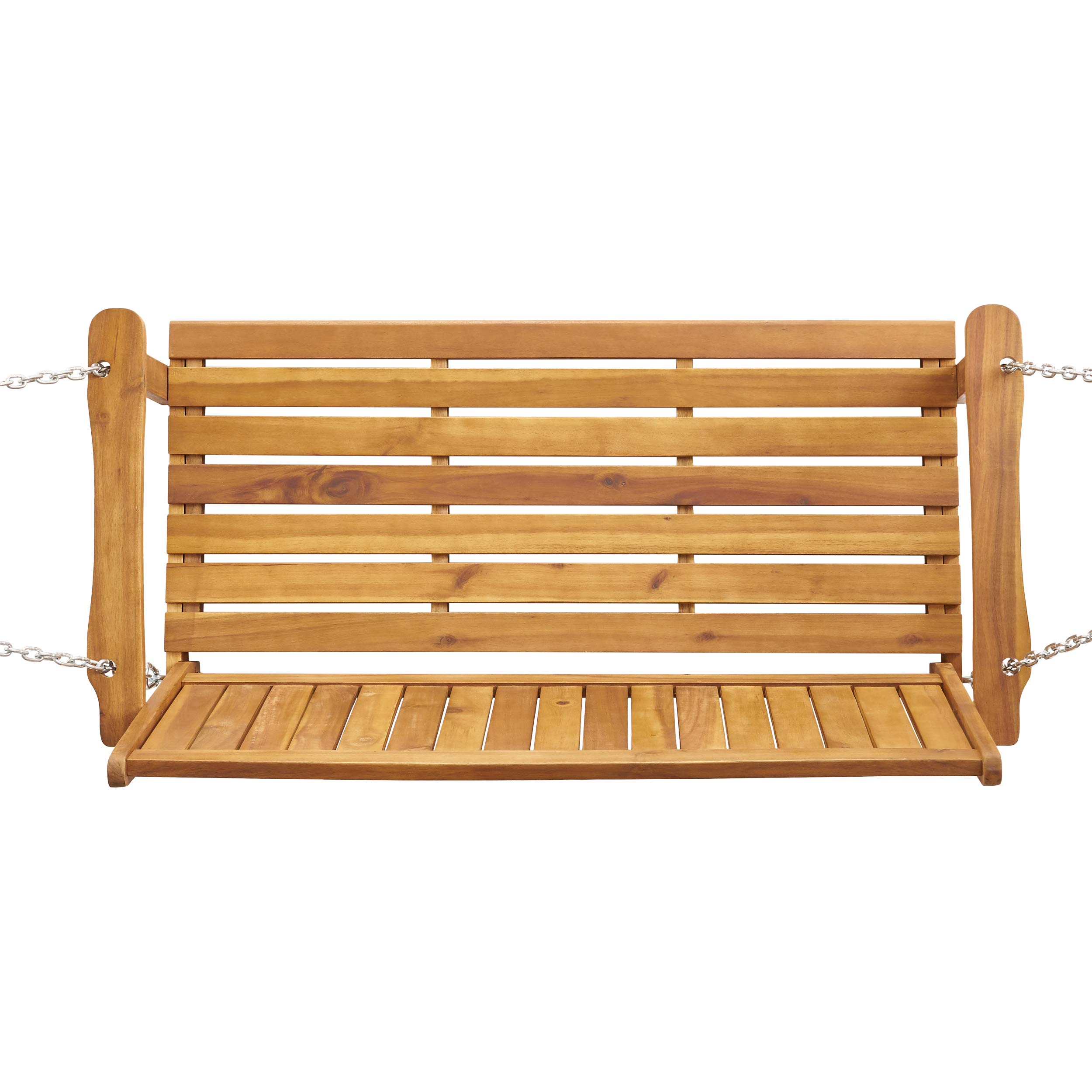 Premium Outdoor Aacia Wood Porch Swing - Teak Finish, Weather-Resistant Hanging Chair for Patio, Garden, Backyard & Deck Relaxation