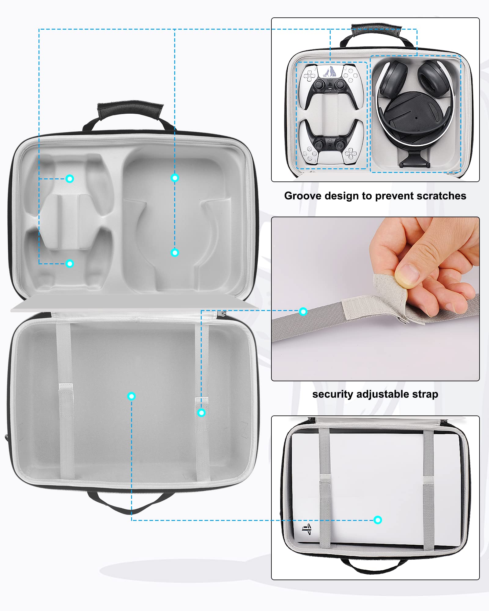 Premium PS5 Travel Case - Durable Carrying Case for Playstation 5 Console, Games, Headset & Accessories | Waterproof Protection for Gaming On-The-Go, Travel & Storage