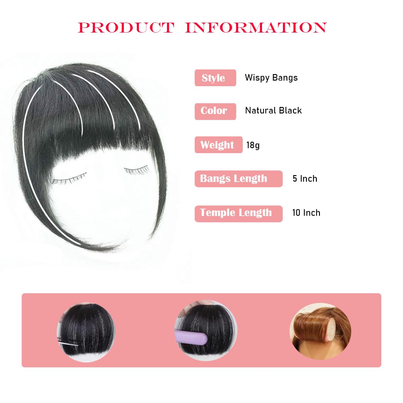 Clip-in Bangs Real Human Hair Extensions - Thick Full Remy Fringe with Temples | Natural Color Hairpieces for Women | Perfect for Daily Wear, Cosplay & Hairstyle Transformations