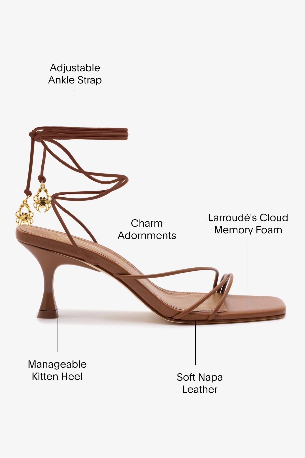 Nadia Women's Leather Sandals in Caramel - Comfortable Casual & Dressy Strappy Flat Sandals for Summer, Beach, Vacation and Everyday Wear