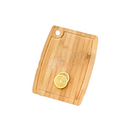 WOCOYO Premium Bamboo Cutting Board - Eco-Friendly, Durable & Oil-Free Wooden Chopping Board with Hanging Hole - Small Size for Kitchen, Camping & Outdoor Cooking