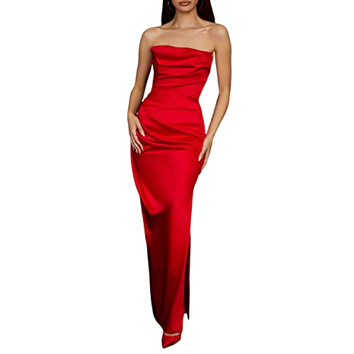 Ruched Split Red