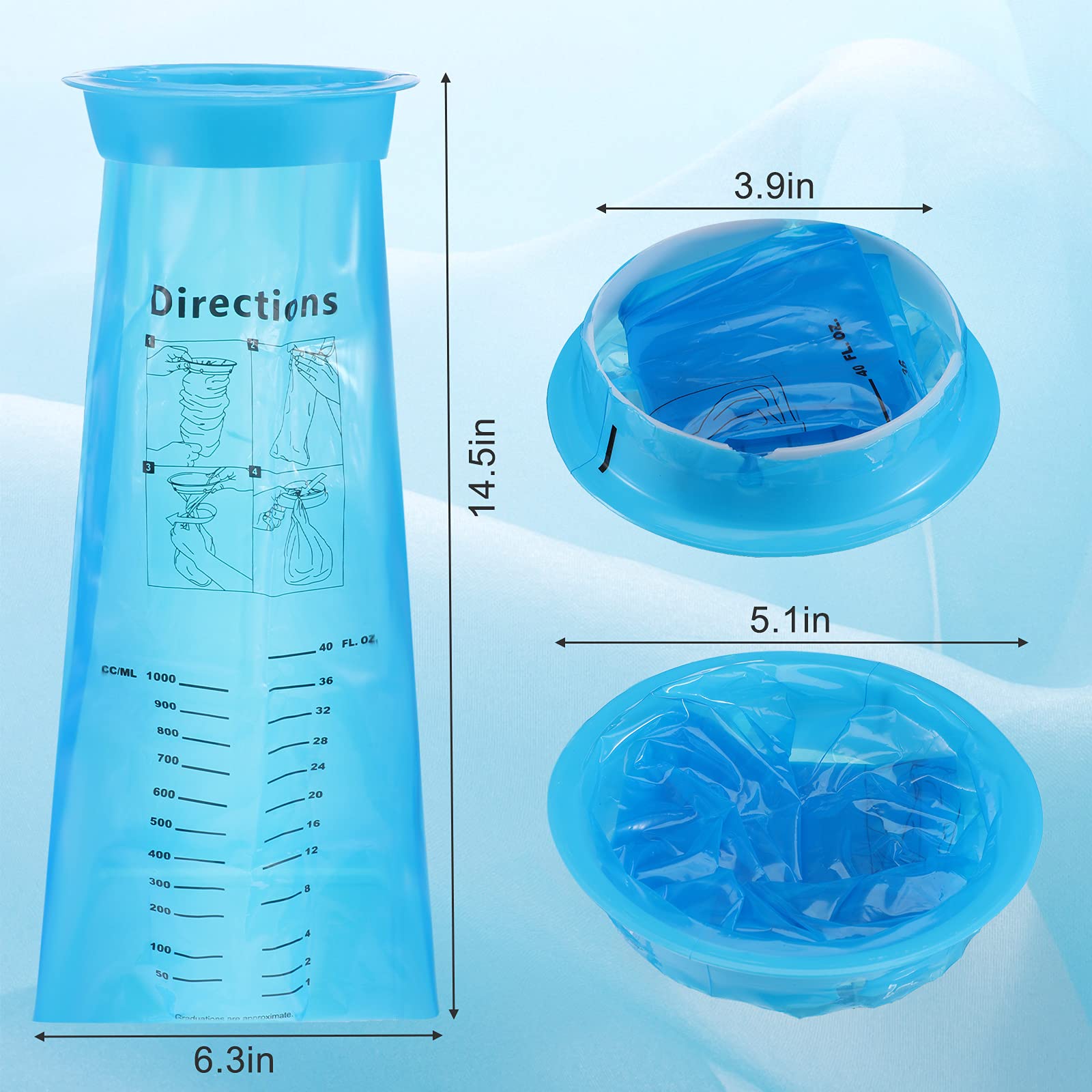 Disposable Vomit Bags 1000ml (100 Pack) - Emesis Barf Bags for Motion Sickness, Nausea Relief - Ideal for Car, Airplane Travel, Pregnancy & Hospital Use - Leakproof & Odor Control for Stress-Free Cleanup