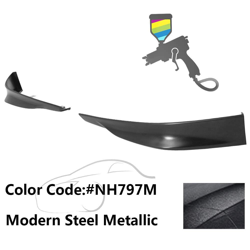 IKON MOTORSPORTS Front Bumper Lip Spoiler Splitters - Compatible with 2013-2015 Honda Accord 4-Door Sedan | 2PCS HFP Style PP Polypropylene Painted #NH797M Modern Steel Metallic | Enhances Aerodynamics & Sporty Look for Street Racing & Car Shows