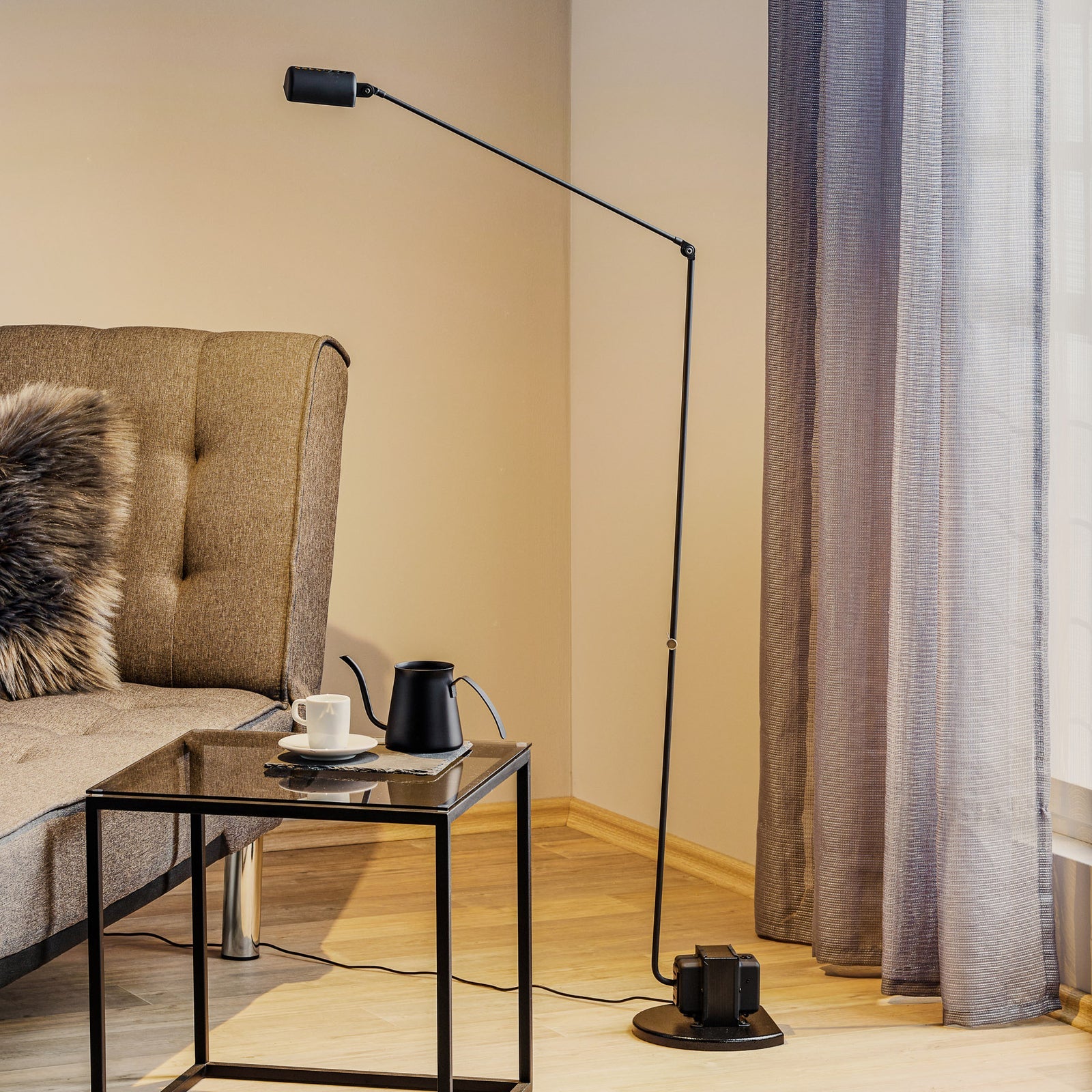 Modern Dynamo Floor Lamp - Adjustable Brightness LED Standing Light for Living Room, Bedroom & Office - Perfect for Reading, Working & Relaxing