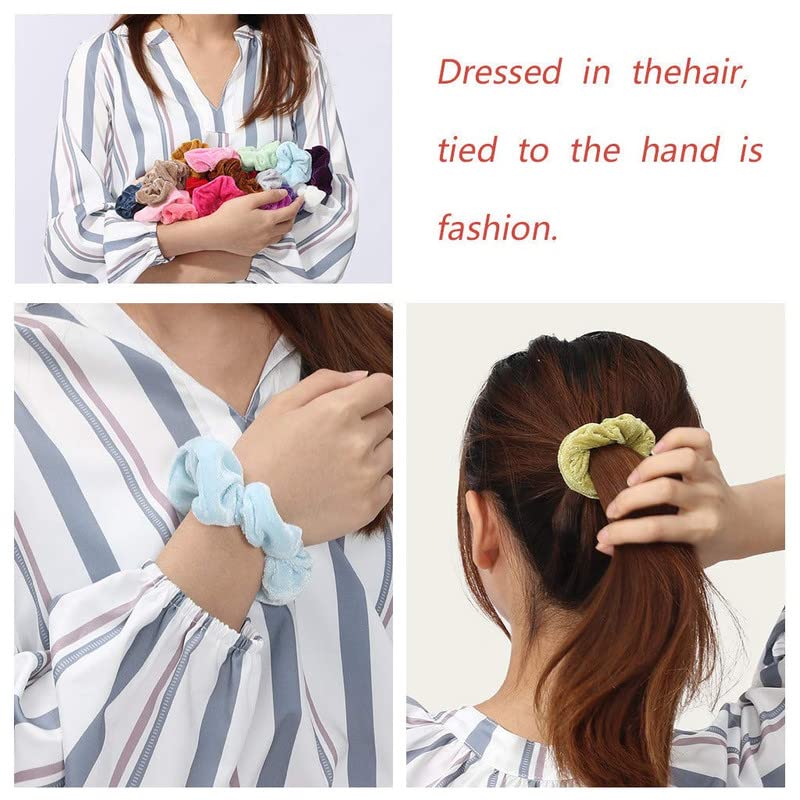 24-Pack Velvet Hair Scrunchies for Women & Girls - Soft Elastic Hair Ties & Hair Bands - Perfect for Workouts, Office, School & Everyday Styling (Multicolor)