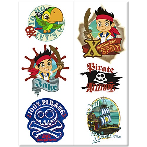 Jake and The Neverland Pirates Birthday Party Supplies Favor Bundle Set - 8 Loot Bags, 40 Piece Favor Pack, 24 Stickers, 12 Tattoos - Perfect for Kids Birthday Party Decorations and Pirate Themed Events