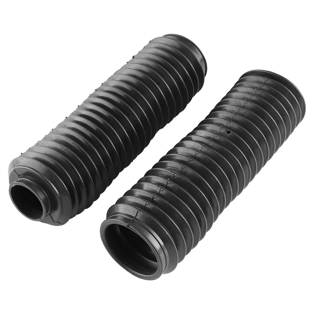 Black Motorcycle Fork Boots - 1 Pair Rubber Shock Cover Sleeves for ATV & Dirt Bike (9
