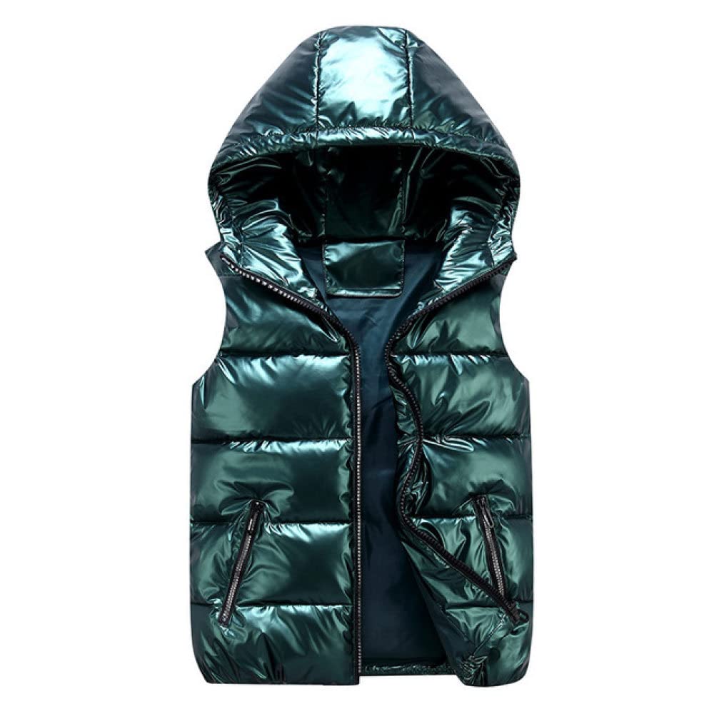 SDCVRE Shiny Down Cotton Padded Jacket - Men's & Women's Warm Hooded Vest for Autumn Winter, Parent-Child Matching Outfits | Perfect for Outdoor Activities, Daily Wear & Family Photos