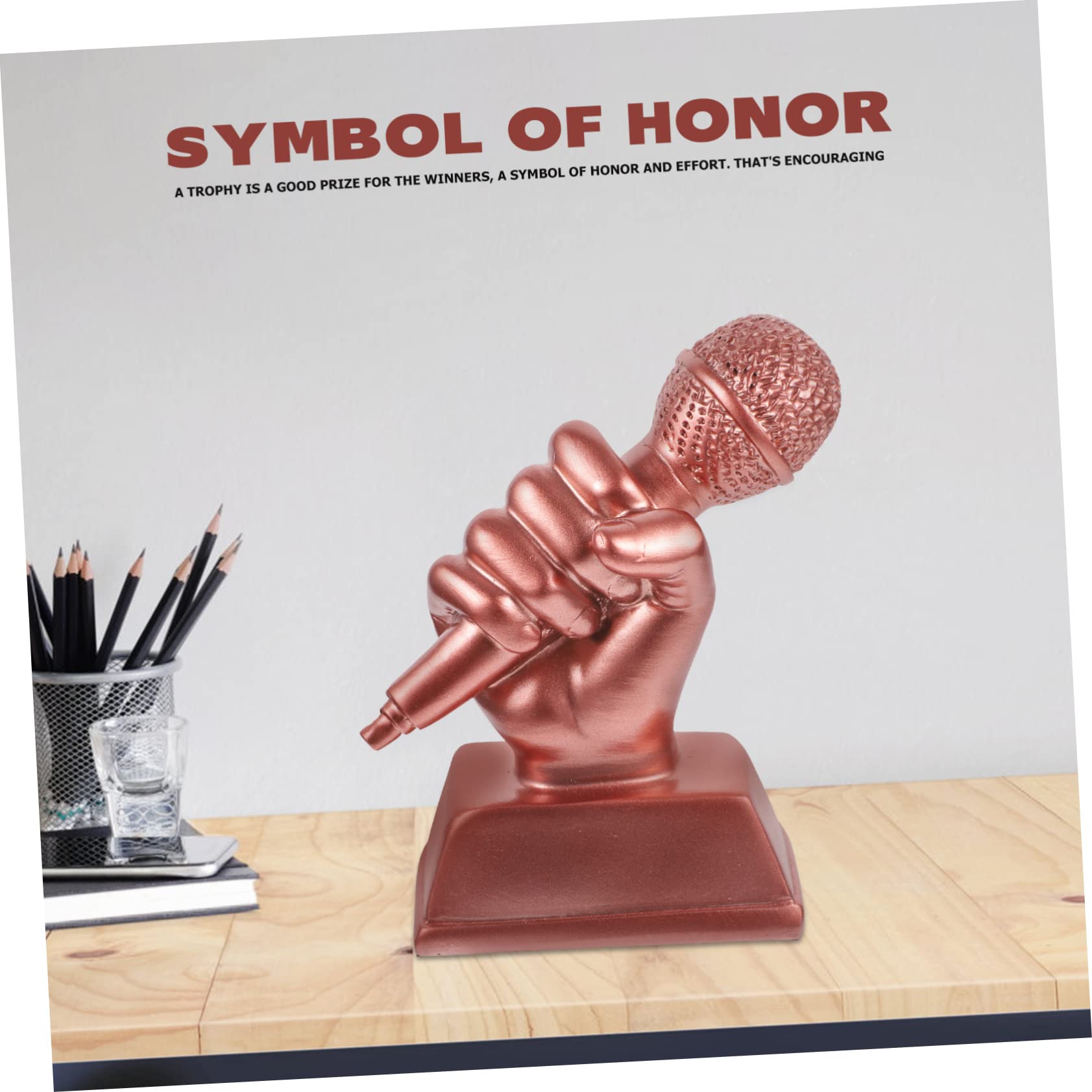SWAYVES 2-Pack Resin Trophy Awards for Singing & Performance - Microphone Sculpture Prize for Winners - Perfect for Karaoke Contests, Talent Shows & Music Competitions