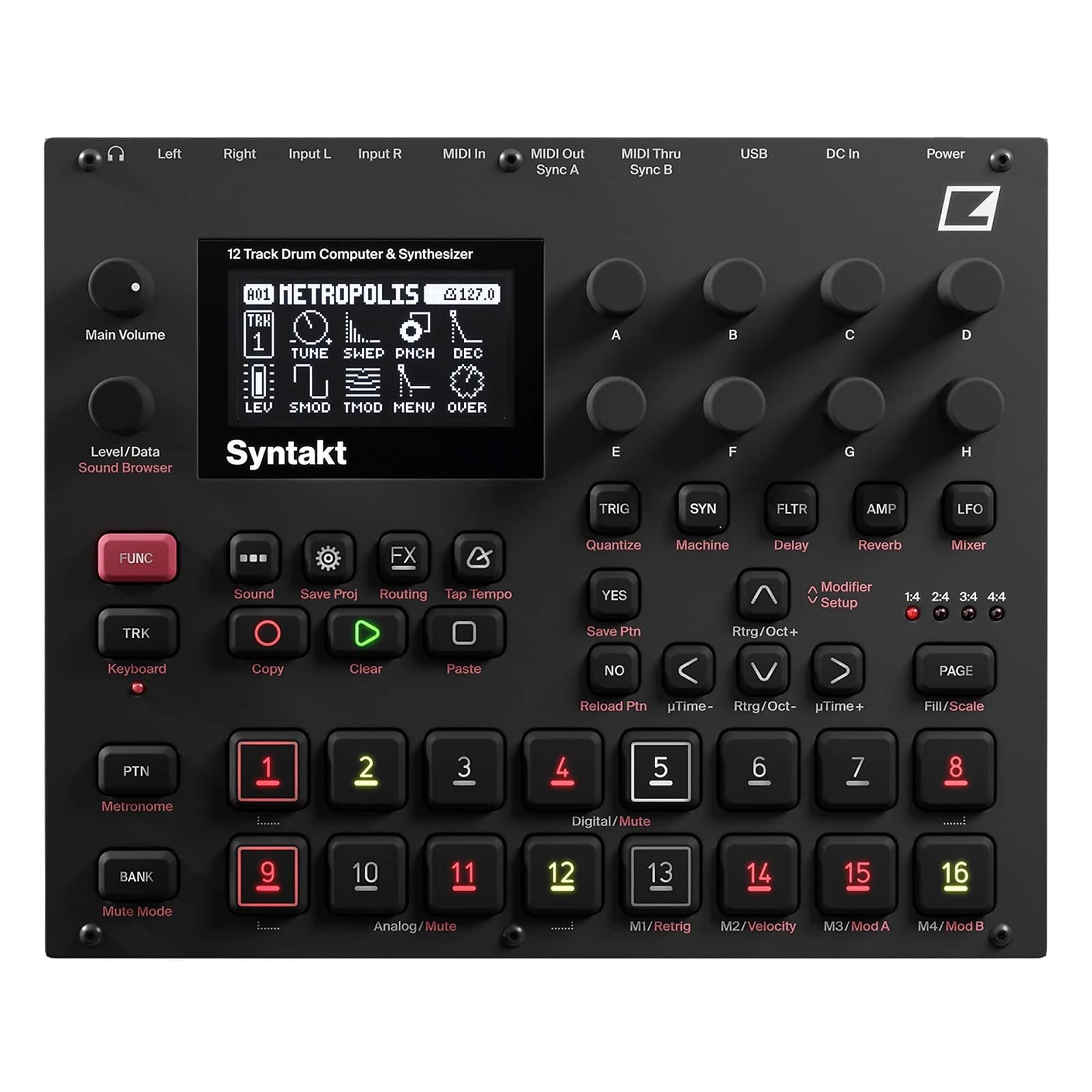 Elektron Syntakt 12-Track Drum Machine & Synthesizer - Professional Music Production for Electronic, Hip Hop & Techno Beats