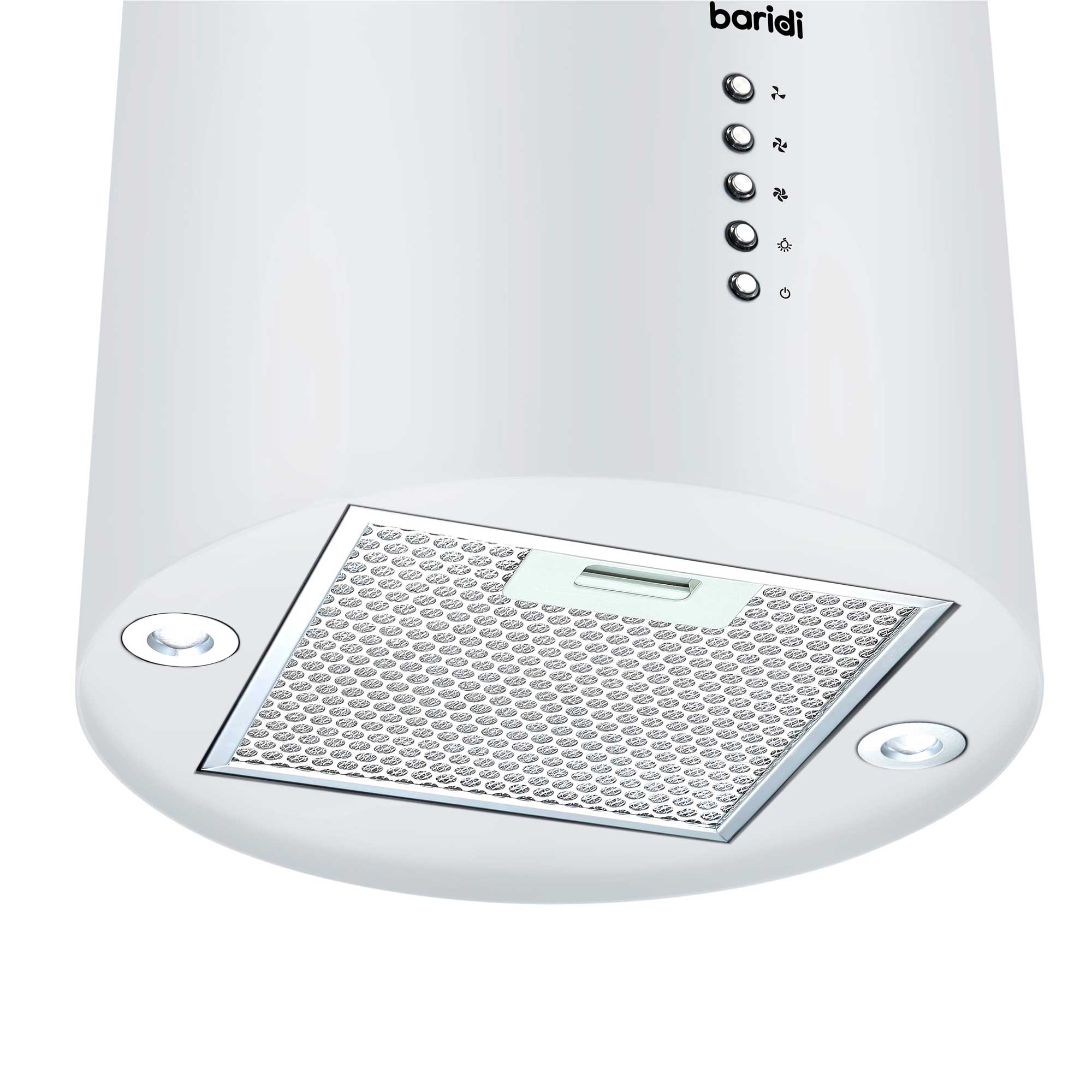Baridi Island Cooker Hood - 35cm Pendant Style Range Hood with 3 Speed Settings in White (DH221) - Perfect for Modern Kitchens and Open Plan Living Spaces