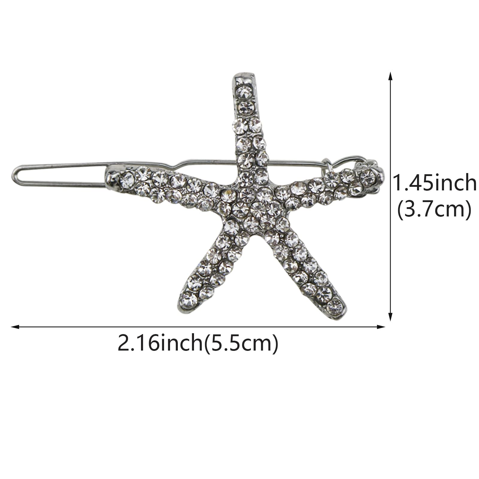 4 Pack Gold Starfish Hair Clips - Rhinestone Crystal Hair Claw Clips for Women, Ponytail Holders for Beach Vacation, Summer Party & Everyday Use