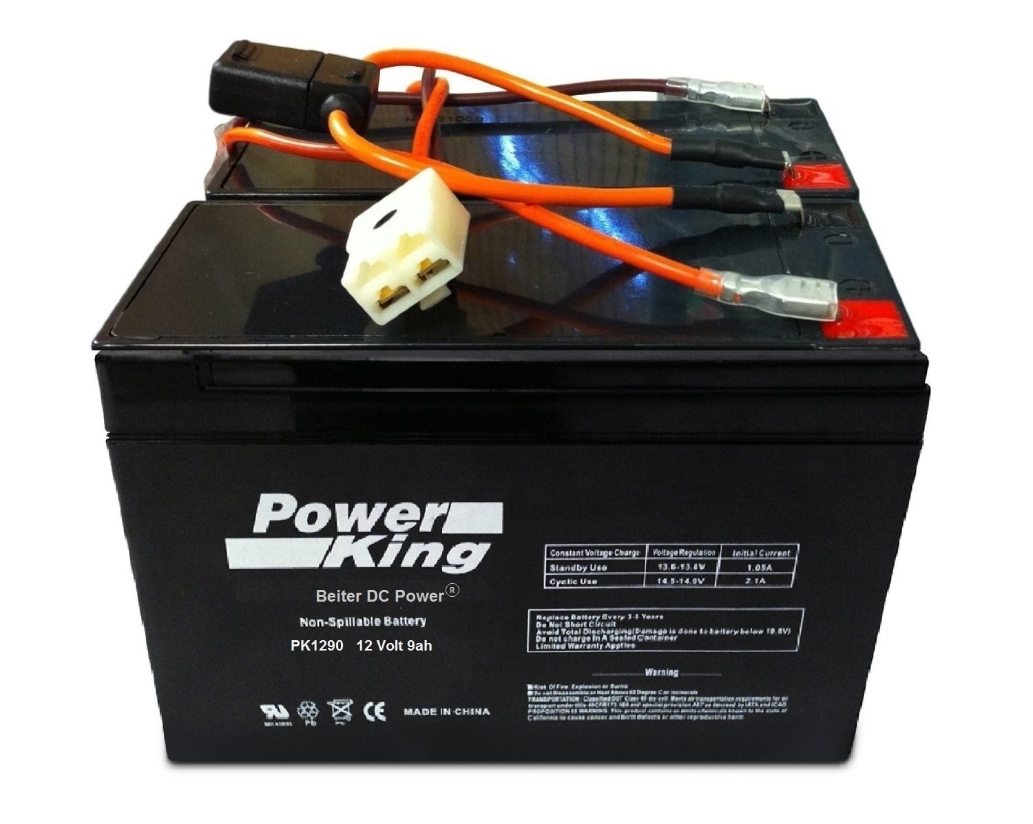 Razor Ground Force Drifter Go Kart Replacement Batteries - 2 Pack 9Ah with New Wiring Harness | Compatible with Razor Go Karts | Perfect for Off-Road Adventures and Kids' Electric Vehicles