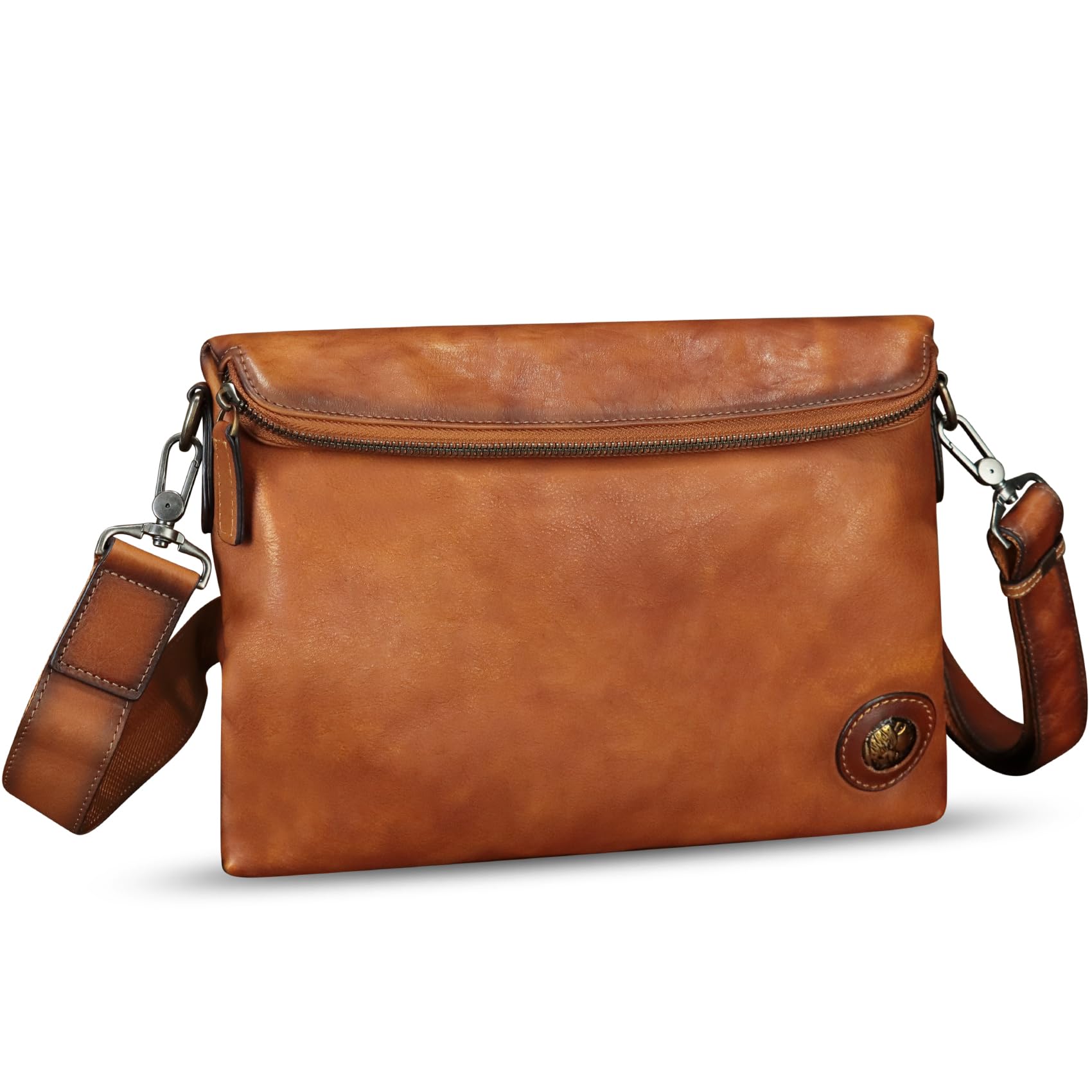 IVTG Genuine Leather Messenger Bag & Crossbody Purse for Men & Women - Stylish Shoulder Satchel with Adjustable Strap - Perfect for Work, Travel & Everyday Use