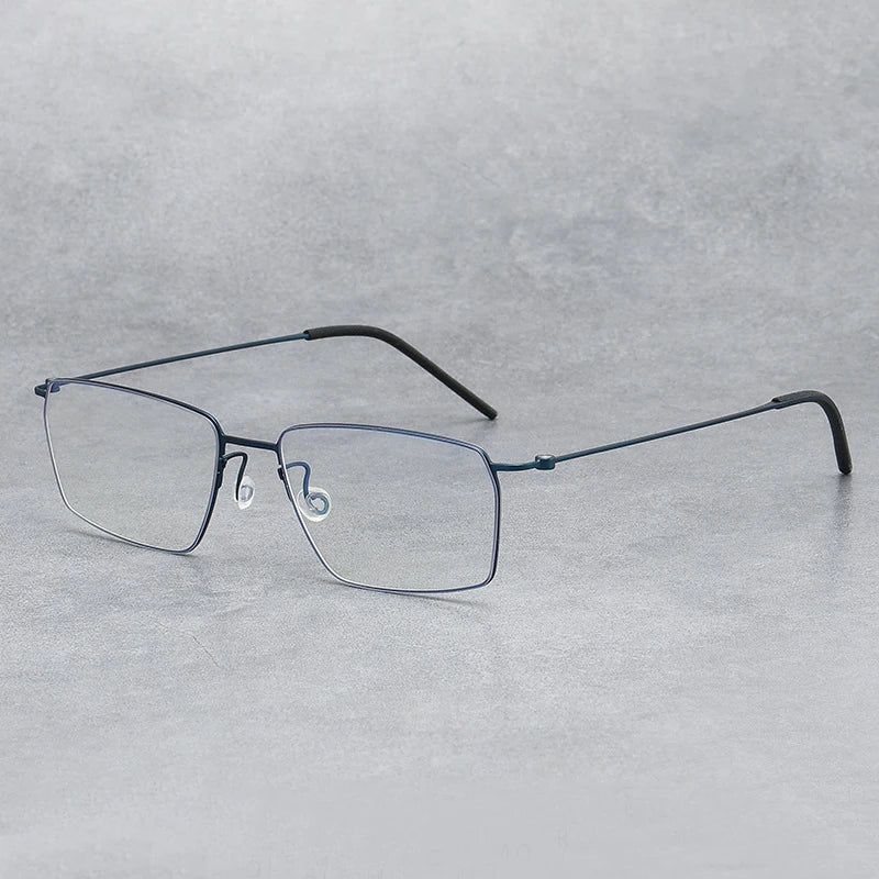 Premium Black Titanium Square Unisex Screwless Eyeglasses Frame 45509 - Stylish & Lightweight for Work, Reading & Everyday Wear
