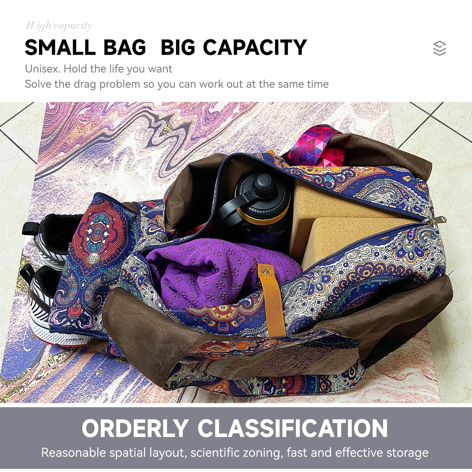 Premium Aozora Yoga Gym Bag for Women - Waterproof Workout Tote with Shoe Compartment & Multiple Pockets - Perfect for Yoga, Gym, Travel & Fitness Classes