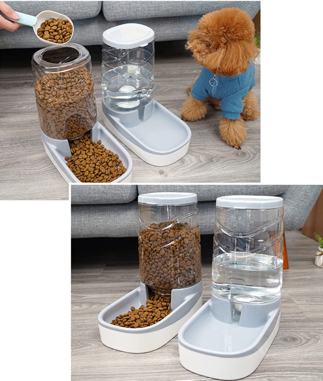 **Large Capacity Pet Food & Water Bowl Feeder with Storage Bottle - Automatic Feeder for Dogs, Cats, Rabbits & Puppies (Blue) - Perfect for Travel, Crate Training & Multi-Pet Homes**