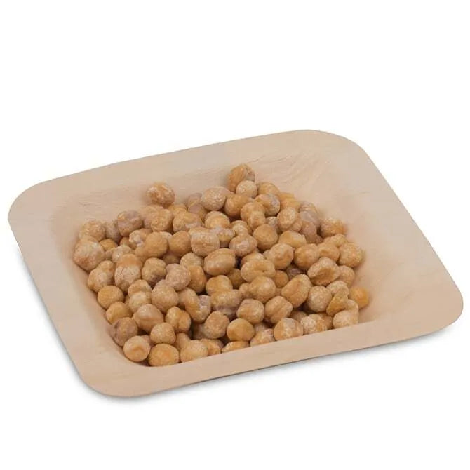 50 Pack 4.5 Inch Square Poplar Wood Plates - Natural Wooden Appetizer Plates for Cheese, Charcuterie, Desserts & Party Serving - Eco-Friendly Disposable Wood Plates for Weddings, Catering & Events