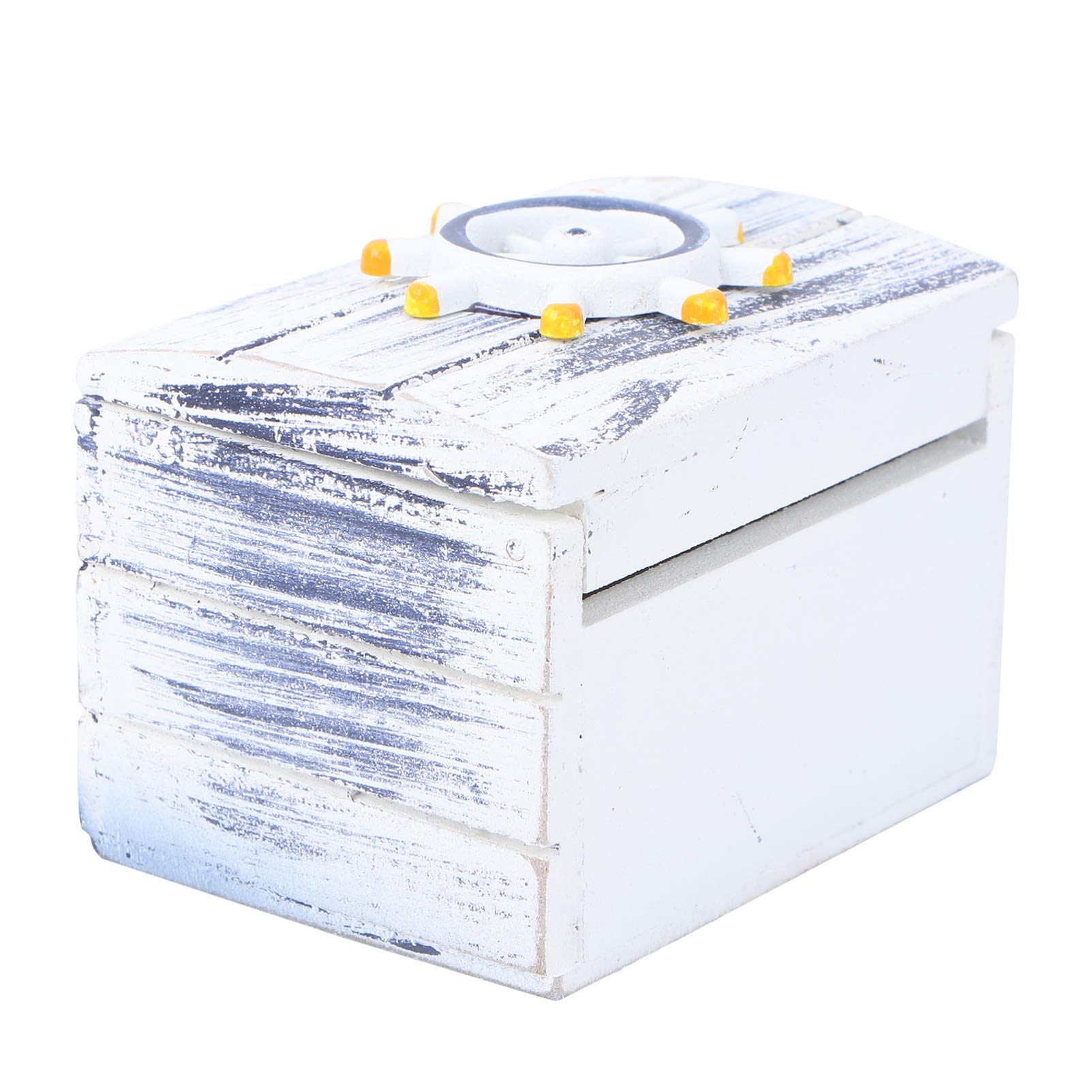 VOSAREA Wooden Storage Box - Desktop Jewelry Organizer, Sundries Case, Candy Box with Nautical Beach Theme (Seagull Pattern) - Perfect for Home Decor, Office Organization & Beach Wedding Favors
