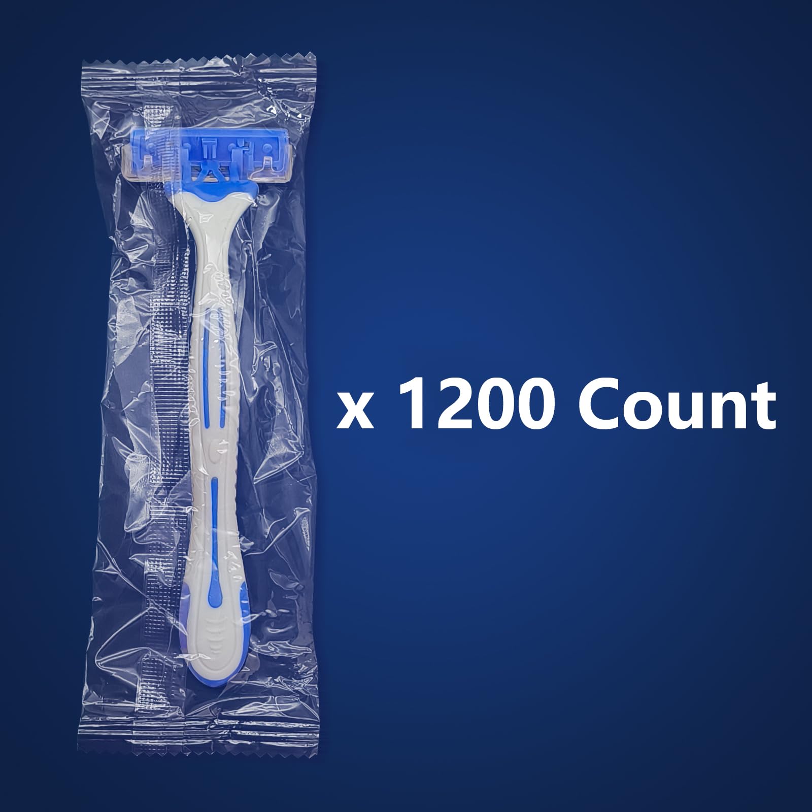 1200 Pack Kheoxusa 3-Blade Disposable Razors - Individually Wrapped, Triple Blade Shavers for Smooth Shaving - Perfect for Travel, Hotels, Airbnb, Tattoo Aftercare & Personal Grooming (Grey Blue)