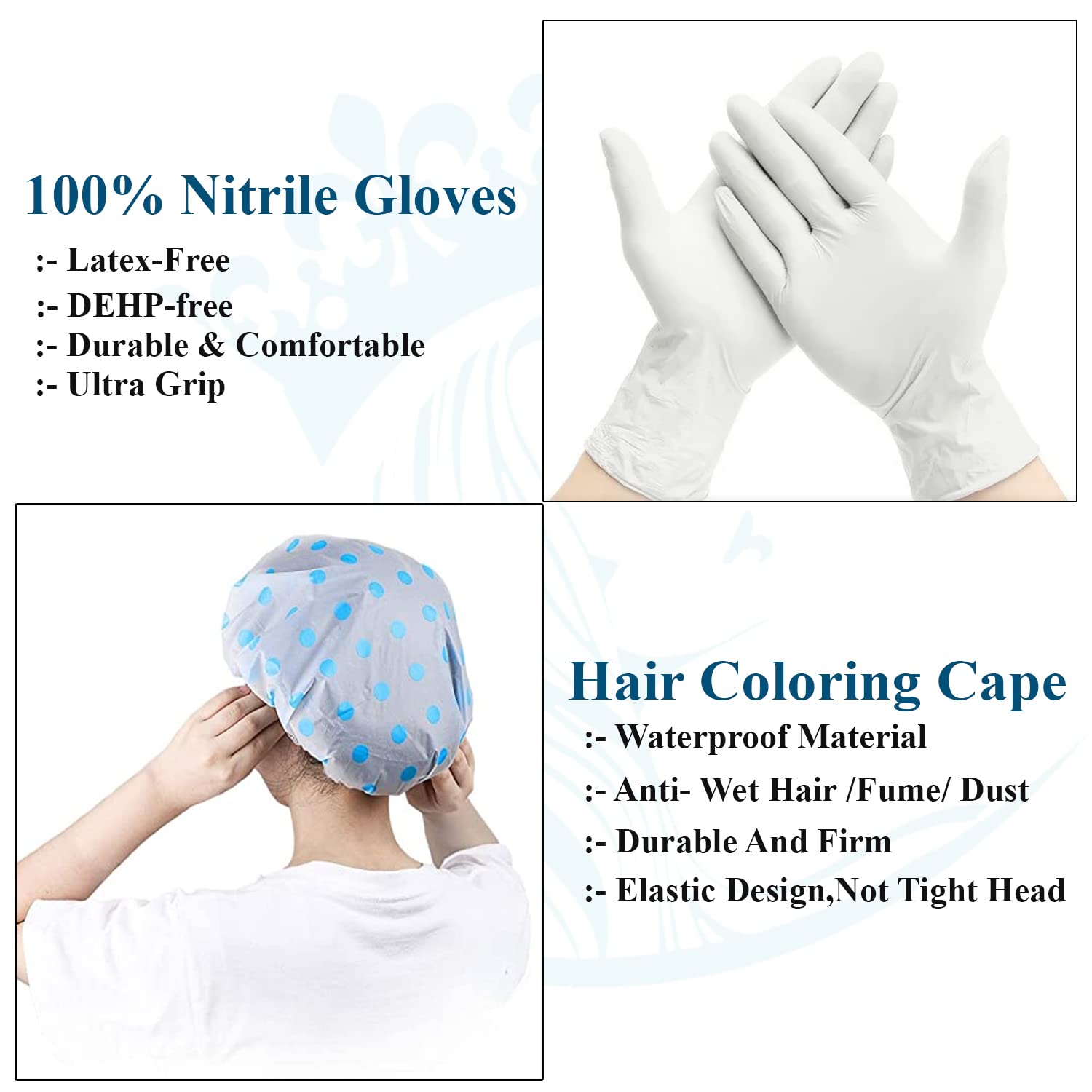 Majestique Professional Hair Coloring Kit - 6 Piece Salon Hair Dye & Bleaching Tools Set with Dye Brush, Tinting Bowl, Cape & Gloves | Perfect for Home Hair Coloring & Salon Styling