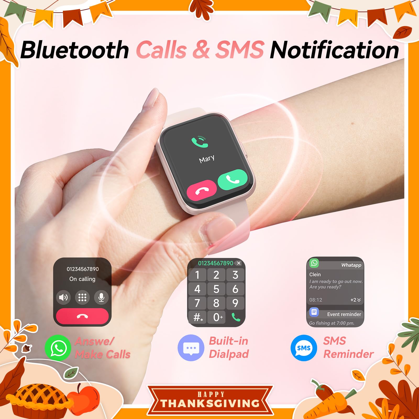 Fitpolo W208 Smart Watch for Women - Fitness Tracker with Heart Rate Monitor, Sleep Tracking, Compatible with Android & iPhone, Pink & Purple - Perfect for Workouts, Running & Daily Activity Tracking