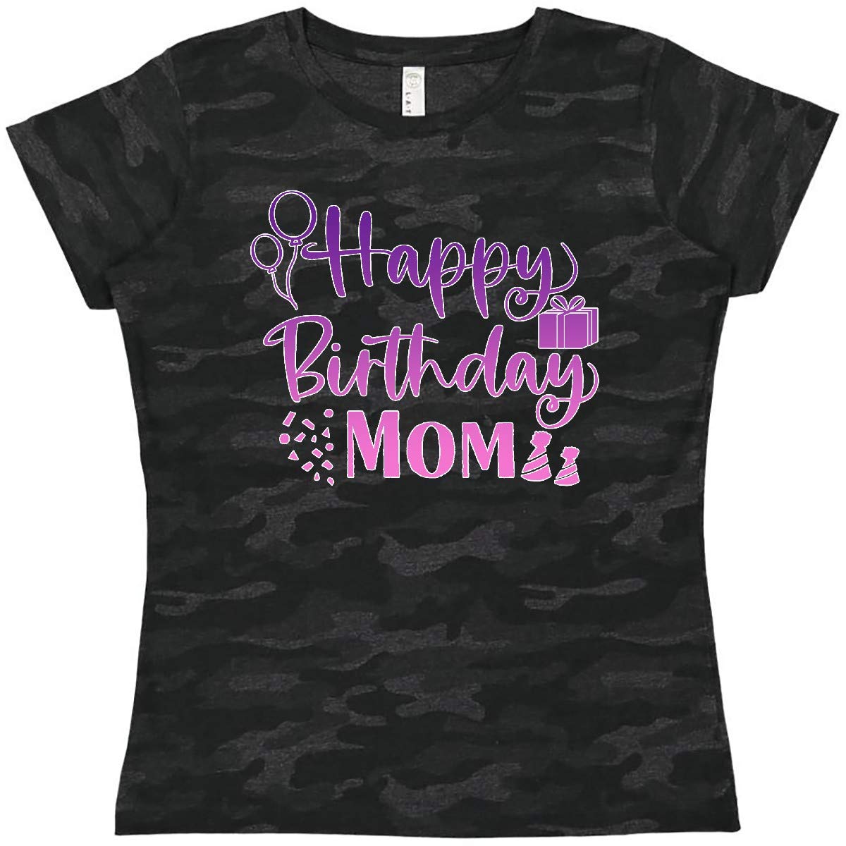 Inktastic Purple Happy Birthday Mom Women's T-Shirt - Comfortable Cotton Casual Tee for Mother's Day Gifts & Celebrations