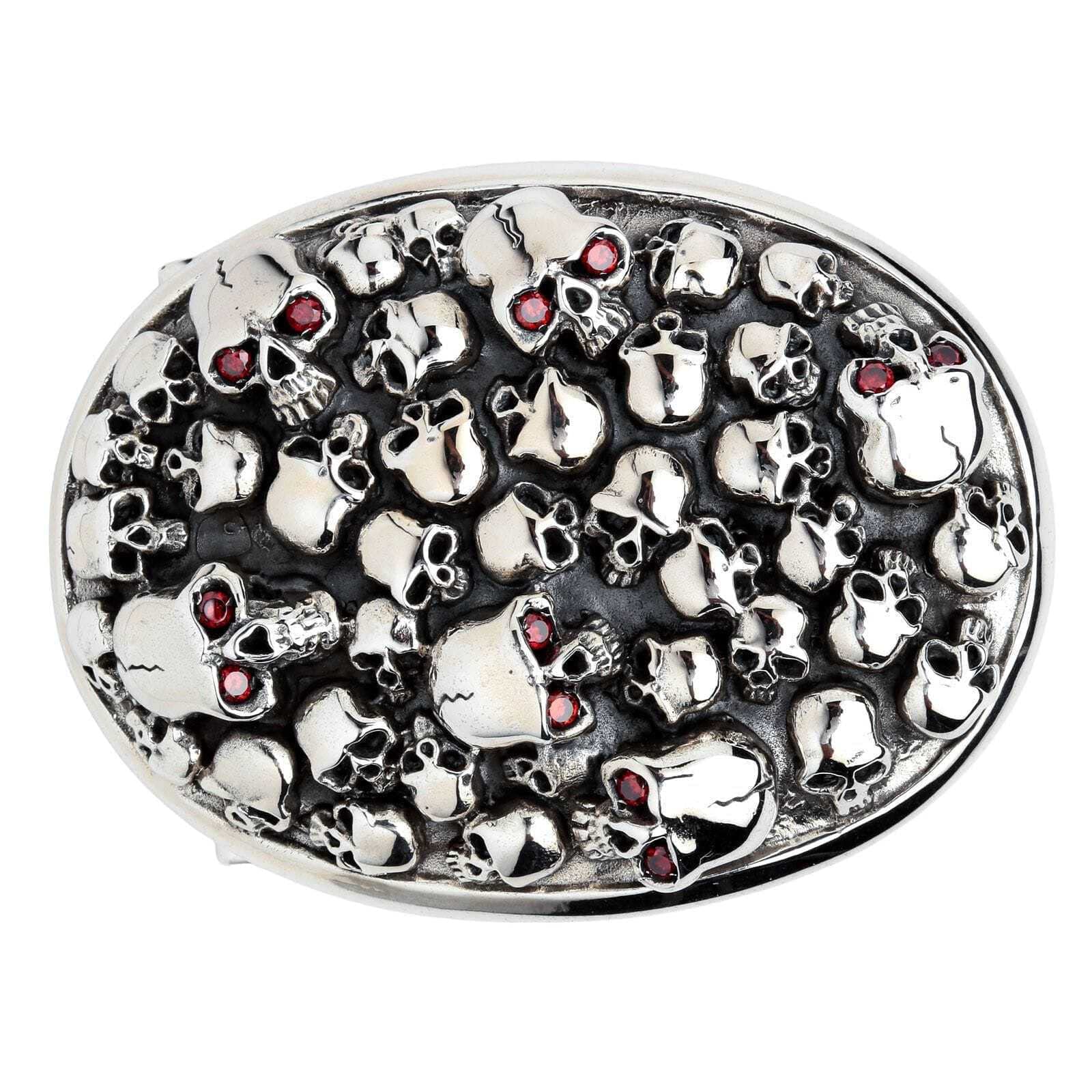 925 Sterling Silver Stackable Skull Belt Buckle - Gothic Punk Biker Jewelry for Men & Women - Perfect for Motorcycle Riders, Rock Concerts & Edgy Fashion Accessories