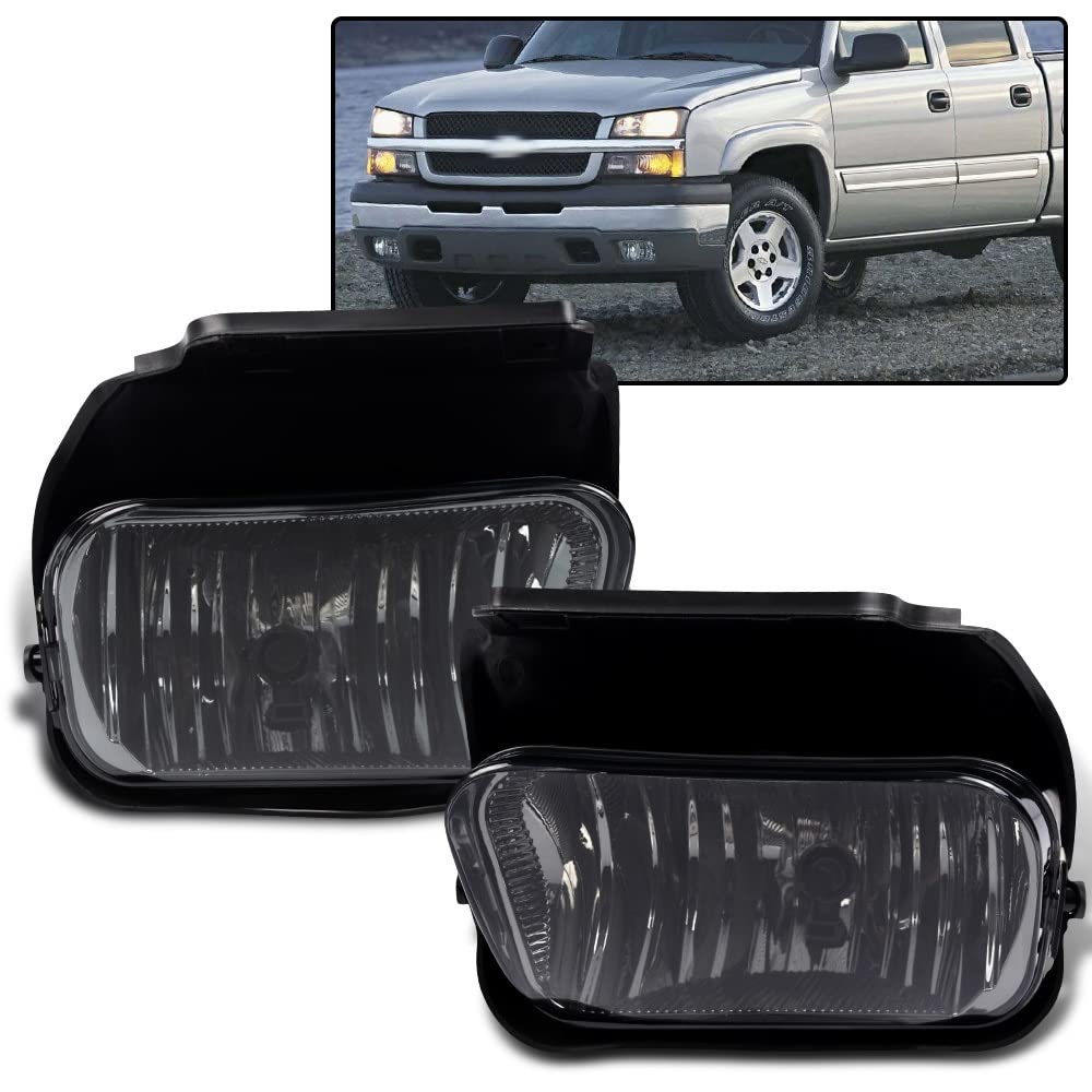 CHEDA Smoky Lens Fog Lights Assembly with Bulbs - Compatible with 2003-2006 Chevy Silverado & Avalanche - Durable Replacement for Improved Night Driving Visibility