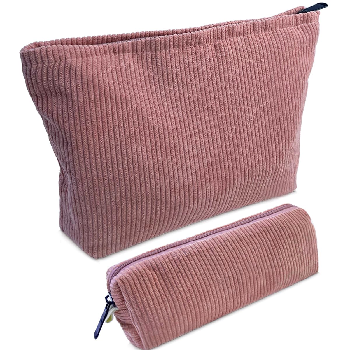 FFpaw 2-Piece Set Large Checkered Makeup Bag & Travel Toiletry Pouch - Cute Cosmetic Organizer for Brushes, Aesthetic Accessories Storage - Perfect Gift for Women & Girls (Christmas, Birthday, Travel) - Ideal for Daily Use, Vacation Trips & Makeup Organization