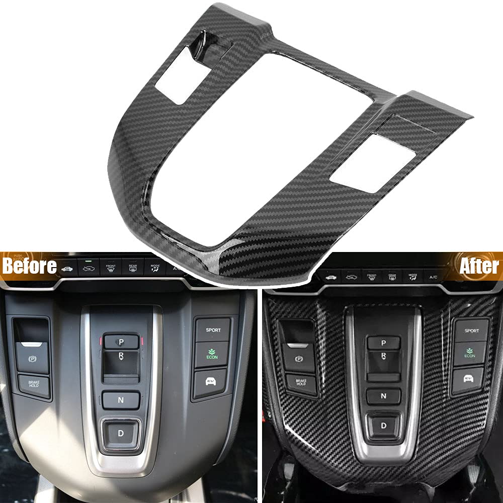 Carbon Fiber Gear Shift Frame Console Panel Cover for Honda CRV CR-V Hybrid 2017-2022 | Interior Upgrade Accessory | Cup Holder & Trim Decal | Not Fit Gas Models (Without Gear Lever) | Perfect for Car Enthusiasts & Customization