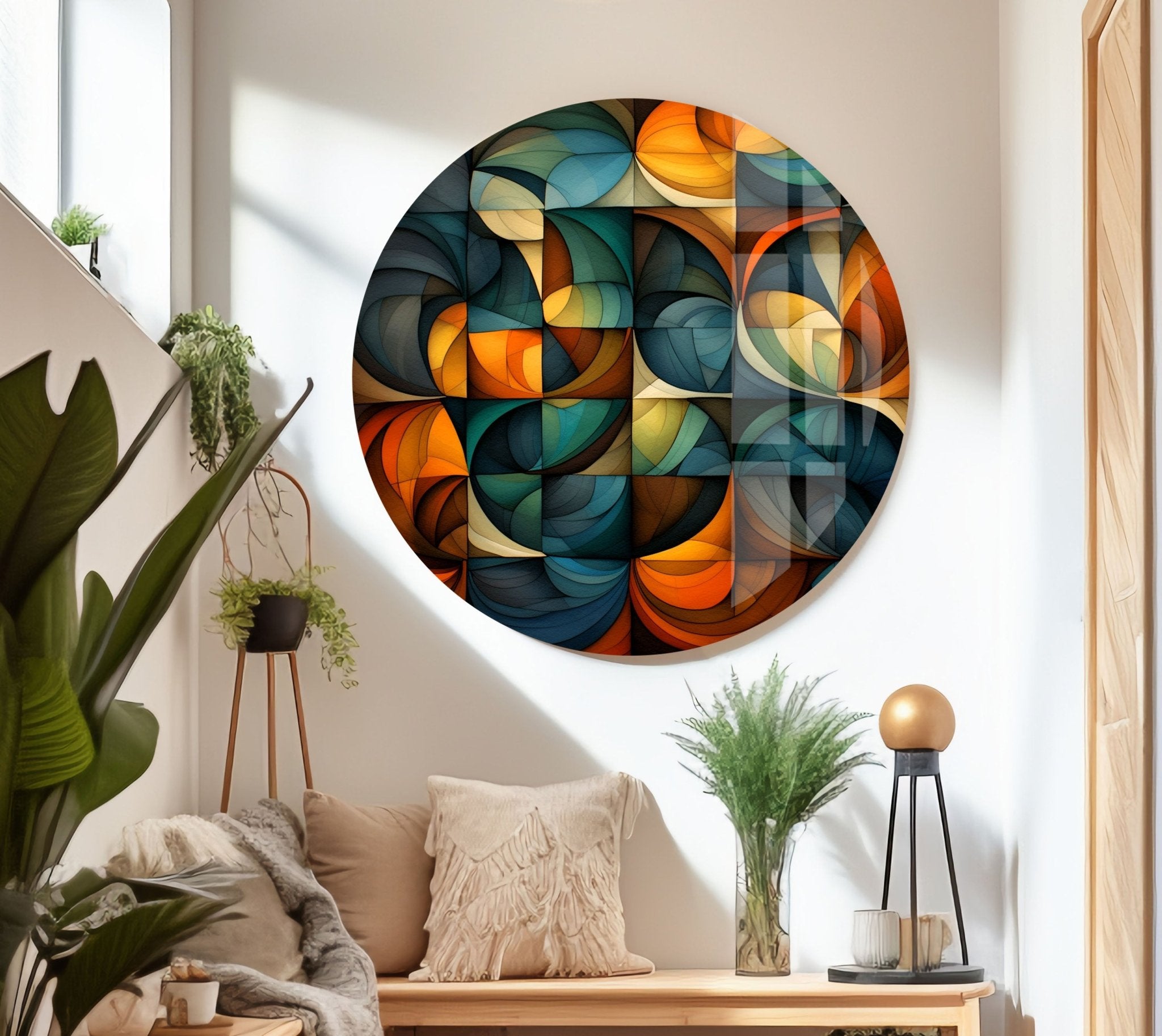 Modern Abstract Glass Wall Art - Handcrafted Contemporary Home Decor for Living Room, Bedroom & Office - Unique 3D Glass Panel Artwork