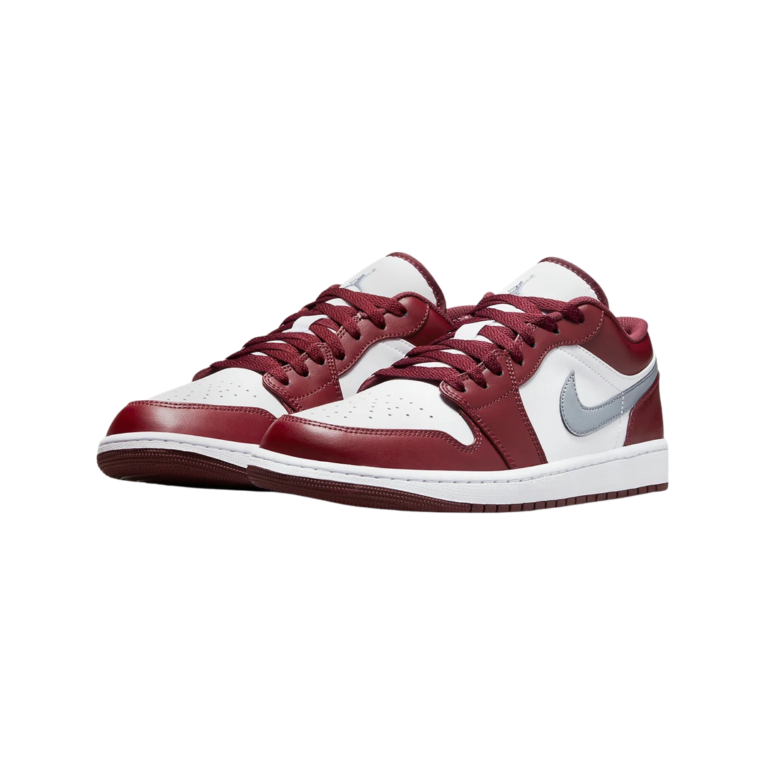 Air Jordan 1 Low Bordeaux Cherrywood White Sneakers - Men's Basketball Shoes for Casual Wear & Street Style Fashion