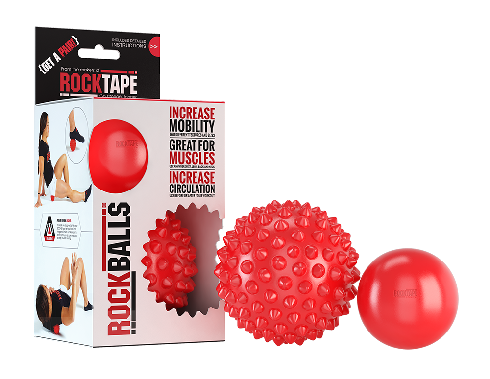Rocktape Rock Balls Massage Therapy Tools - Red | Muscle Recovery & Pain Relief for Athletes, Fitness Enthusiasts & Physical Therapy