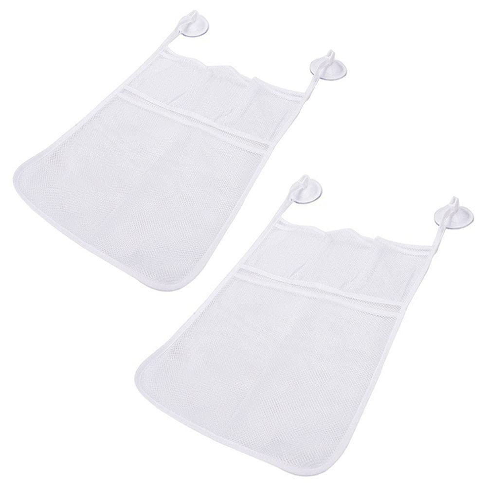 Lanebudd Bath Toy Storage Organizer - 2 Pack Hanging Mesh Toy Holder for Kids Bathroom, Bedroom & Car - Waterproof Bathroom Decor & Kids Toy Organizer - Perfect for Bath Time, Playroom & Travel