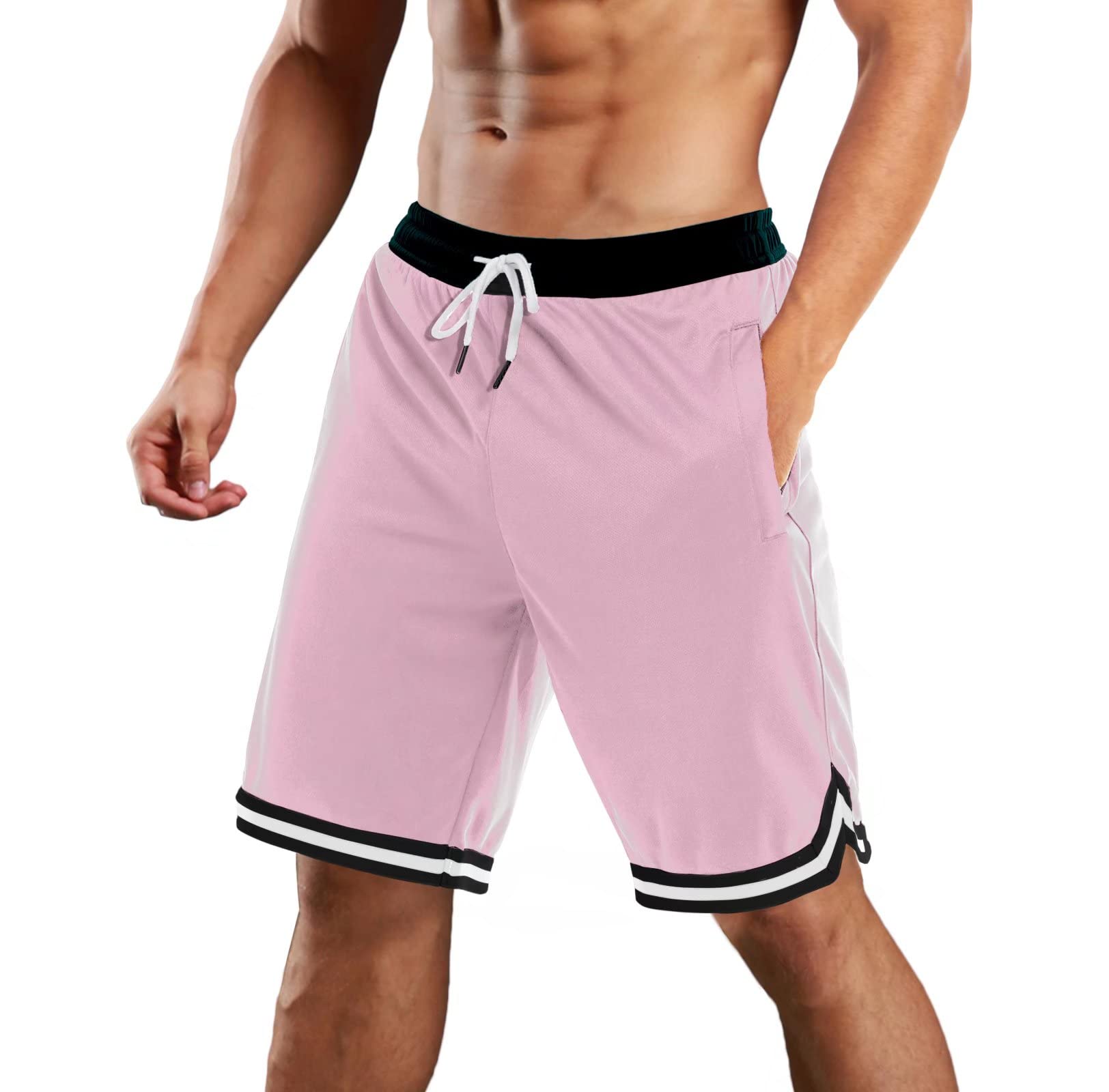**MAGCOMSEN Men's Running Shorts - Quick Dry Mesh Athletic Basketball Shorts with 2 Zipper Pockets - Lightweight Workout & Gym Shorts for Jogging, Training & Sports**