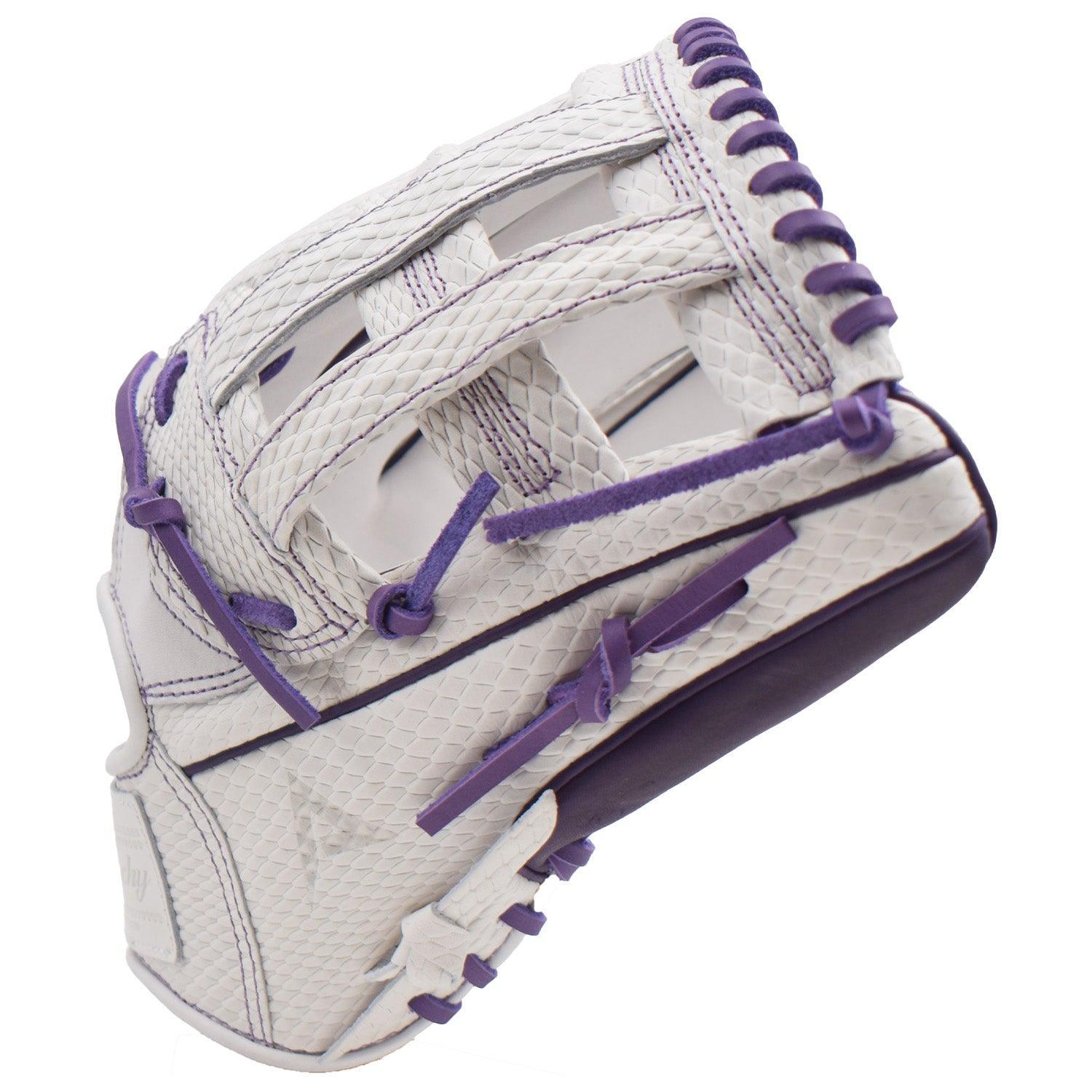 Premium Anarchy Kip Leather Softball Glove AFG008 - White/Purple - High-Performance Fielding Glove for Fastpitch & Slowpitch - Perfect for Training, Games & Competitive Play