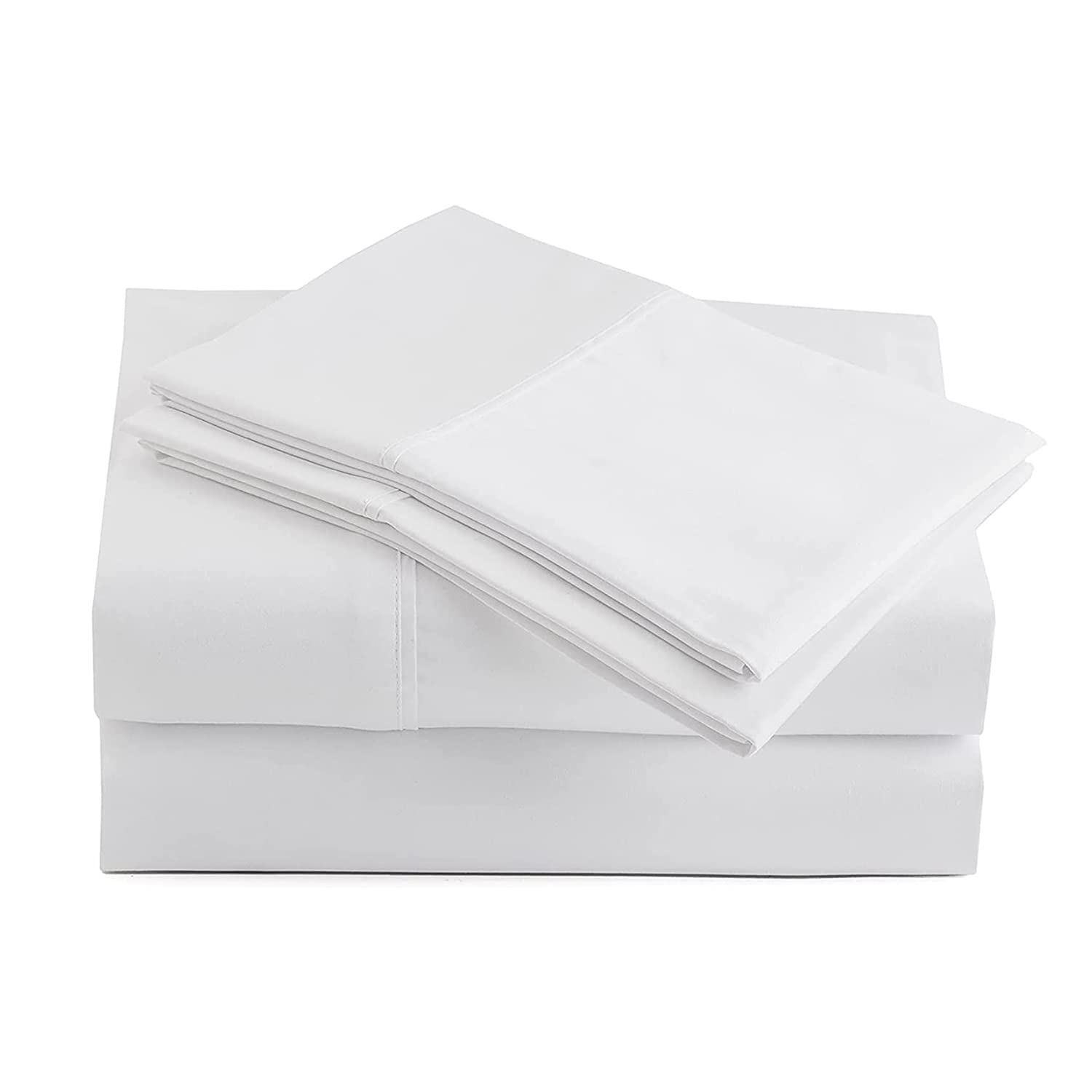 Luxury 600 Thread Count Egyptian Cotton Queen Sheet Set - 4 Piece (Flat Sheet, Fitted Sheet, 2 Pillowcases) - Sateen Weave, Long Staple Cotton, Deep Pocket for Queen Size Beds - Hotel Quality White Bedding for Ultimate Comfort & Elegance - Perfect for Master Bedrooms, Guest Rooms & Luxury Hotels