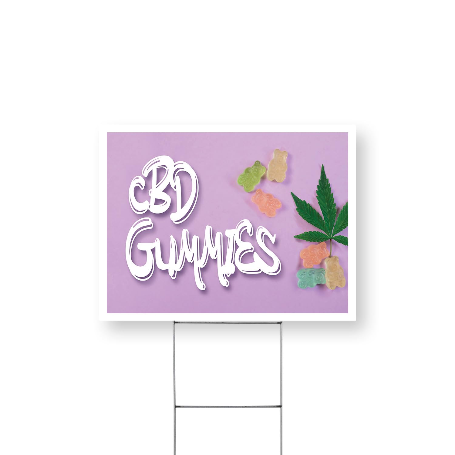 Premium CBD Gummies Yard Sign 18x24 Inch - Double Sided Weatherproof Heavy-Duty Plastic with Stake | Delicious Edibles, Wellness & Health Benefits | Made in USA | Perfect for Storefronts, Events & CBD Product Promotion