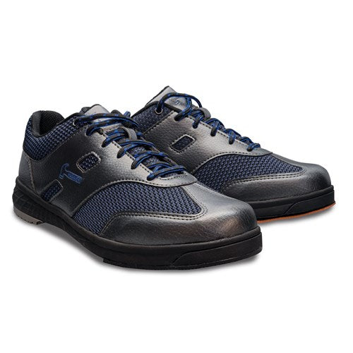 Men's Right Hand Blade Bowling Shoes - Lightweight & Comfortable for Competitive Play - Pewter/Blue - Perfect for League Nights & Tournament Bowling