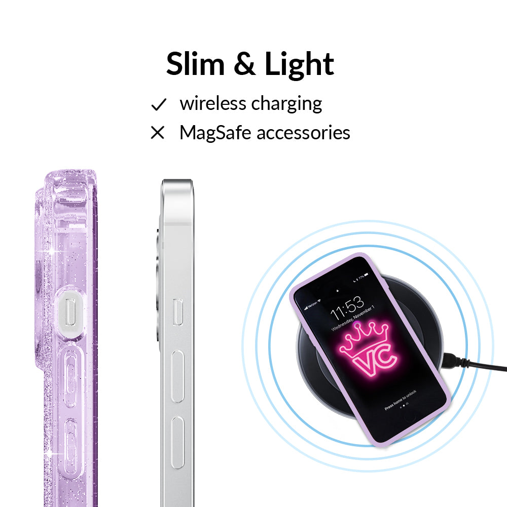 Lilac Stardust Glitter iPhone Case - Protective & Stylish Phone Cover for iPhone 13/14/15 - Perfect for Parties, Festivals & Everyday Use
