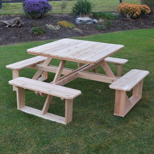 Premium Western Red Cedar Square Walk-In Table - Durable Outdoor Dining & Patio Furniture for Garden, Deck, and Backyard Entertaining
