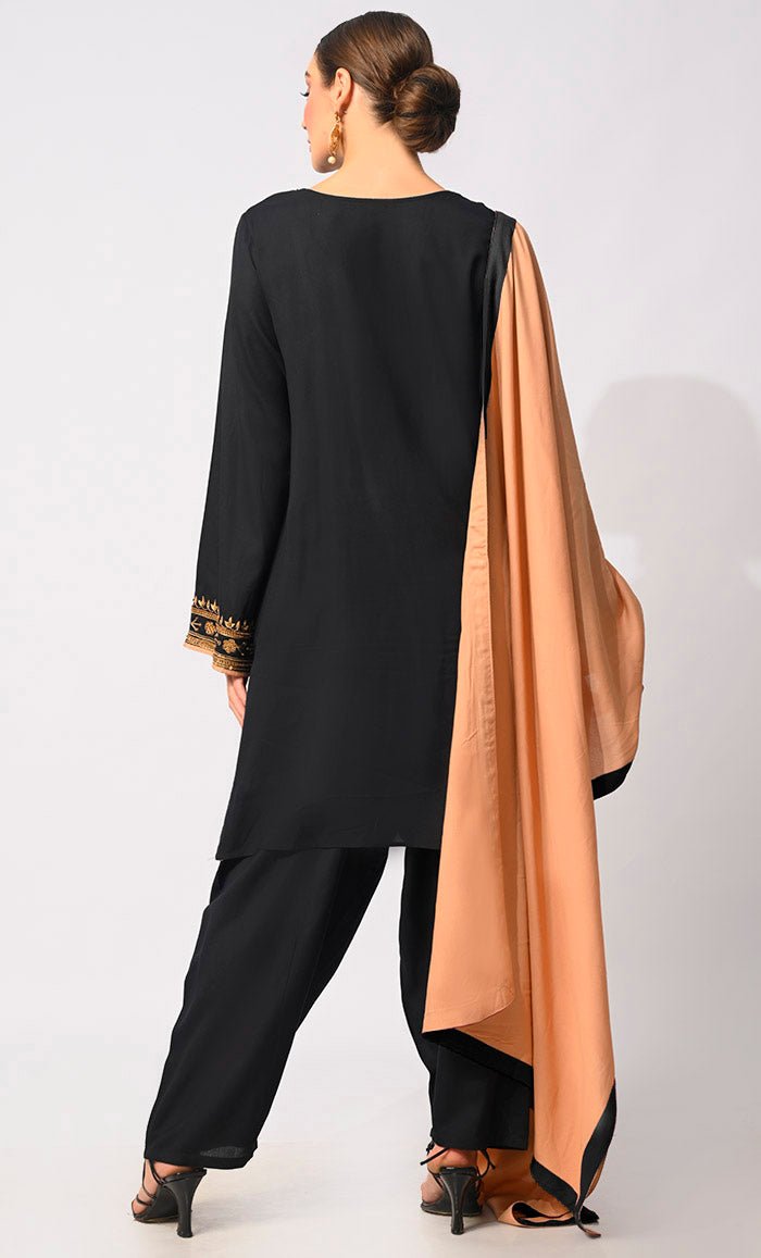 Embellished Black Salwar Kameez with Dupatta 3Pc Set - Elegant Pakistani Suit for Women | Perfect for Weddings, Parties & Festive Occasions
