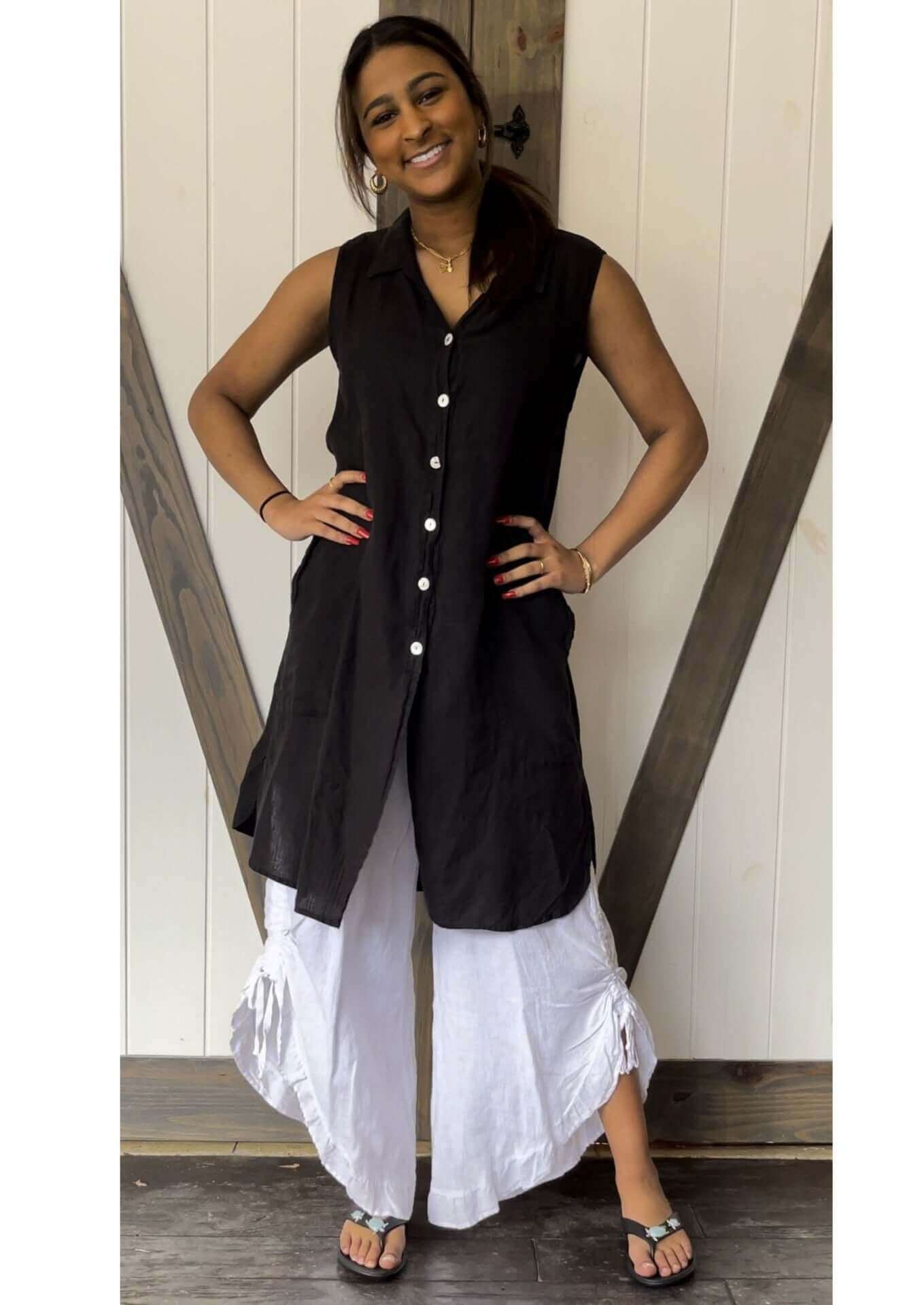 Premium Linen Sleeveless Tunic Top - Breathable & Comfortable Women's Summer Blouse - Made in USA - Perfect for Beach, Vacation & Casual Outings