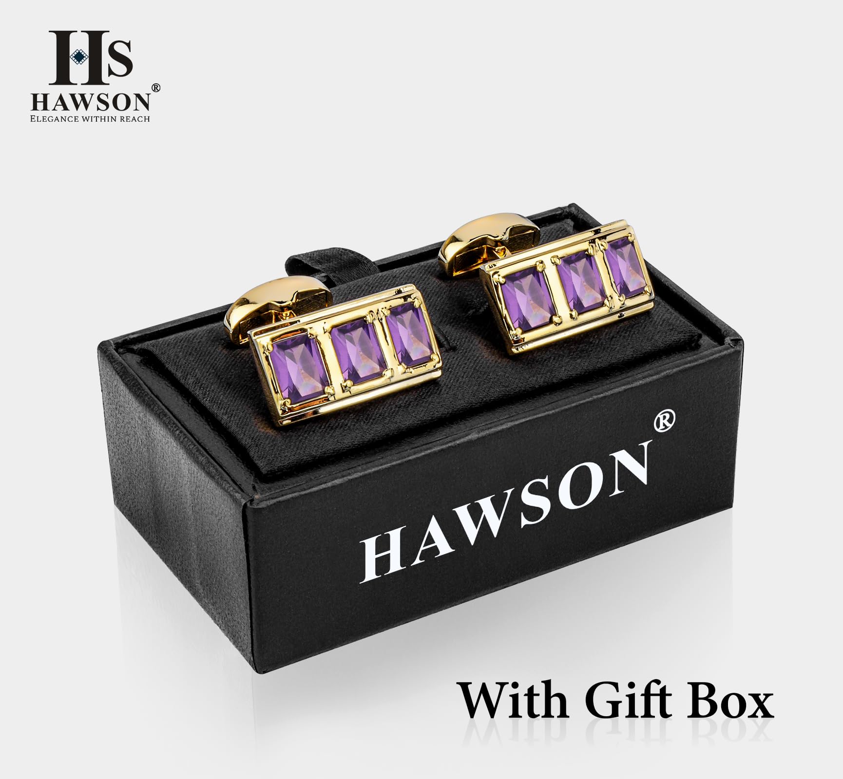 Luxury Gold Tone Crystal Cufflinks for Men - Elegant Dress Shirt Accessories with Gift Box - Perfect for Wedding, Anniversary & Birthday Gifts - Formal Events, Business Meetings & Special Occasions