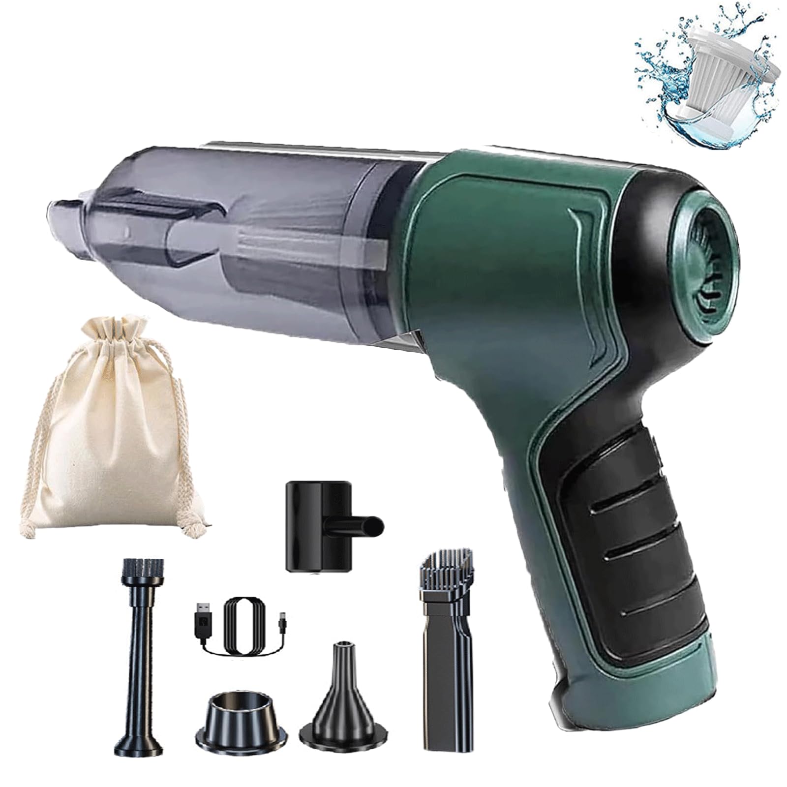 Airfy Pro 2 Portable Handheld Vacuum Cleaner - Powerful Cordless Car Vacuum for Home, Office & Auto Detailing | Removes Stains from Seats, Carpets & Crevices | Ideal for Quick Cleanups, Pet Hair Removal & Travel Use
