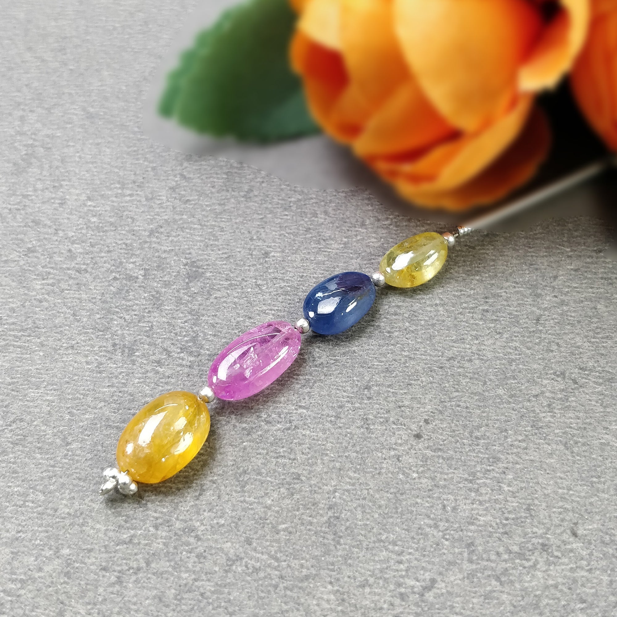 Natural Untreated Burmese Pink Blue & Yellow Sapphire Chrysoberyl Loose Beads - 12.00cts Oval Plain Nuggets (8x5mm to 11x6mm) for Jewelry Making, DIY Crafts & Beading Projects